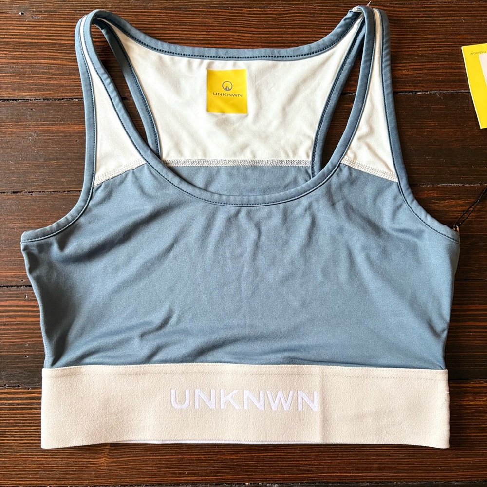 Women's Stylish Blue and Cream Sports Bra